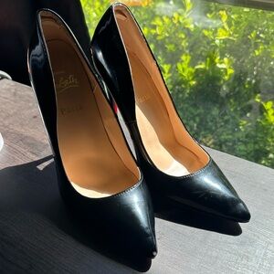 Christian Louboutin So Kate 120mm Black Patent Leather Pumps Size 39